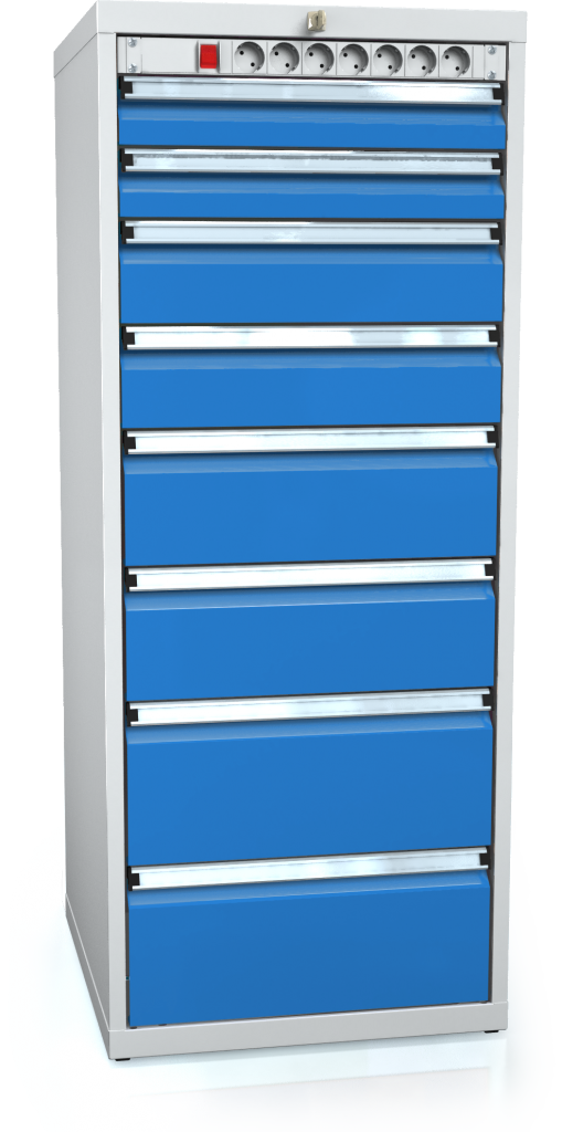 Dílenská zásuvková skříň 1373 x 555 x 600 - 8x zásuvka-elektro